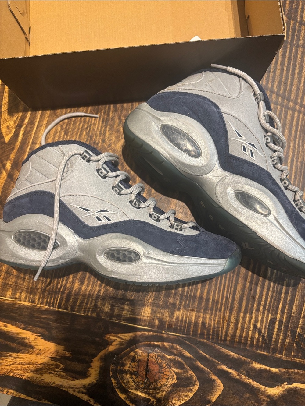 Reebok Navy and Light Gray Men's Athletic Sneakers - Picture 2 of 3
